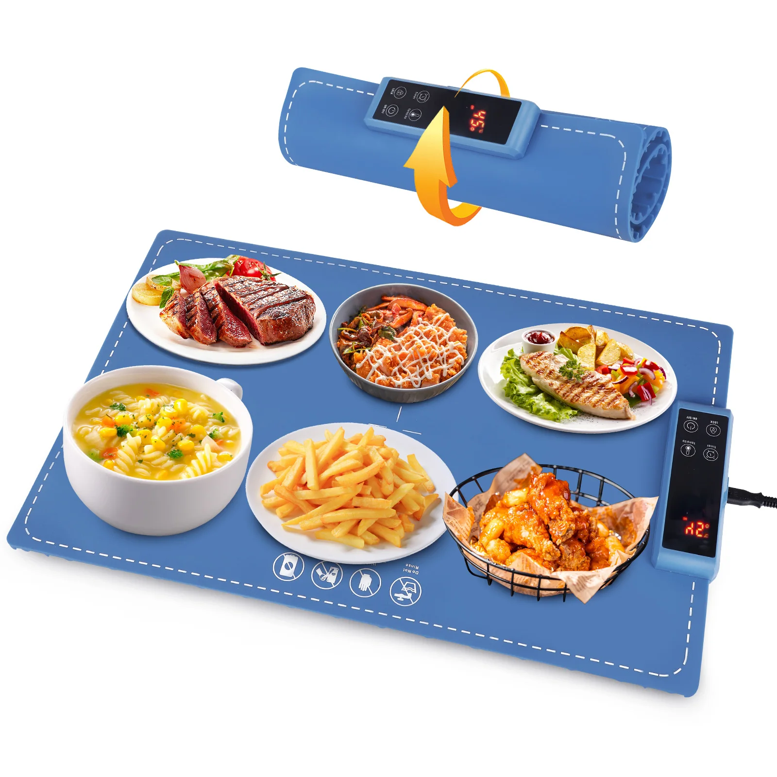 Multifunctional Silica Gel Fast Heating Food Electric Warming Tray Foldable Food Warmer Plate