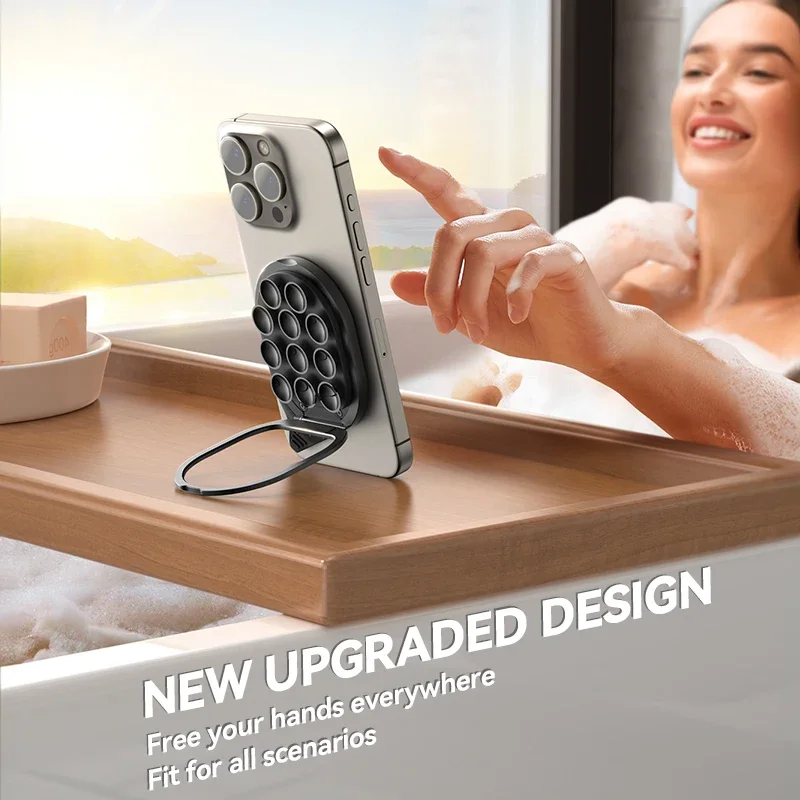 JOYROOM penahan ponsel magnetis, Cup penyedot kuat dudukan ponsel magnetik dengan pegangan ponsel cincin tarik untuk iPhone/Samsung/Android JR-ZS418