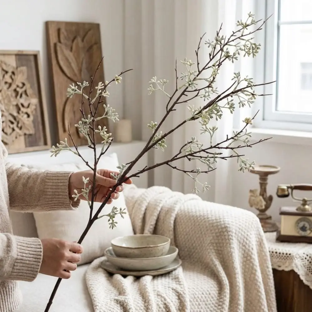 Handmade Artificial Eucalyptus Berries Plastic Real Touch Simulation Eucalyptus Tree Green Plants Floral Arrangement
