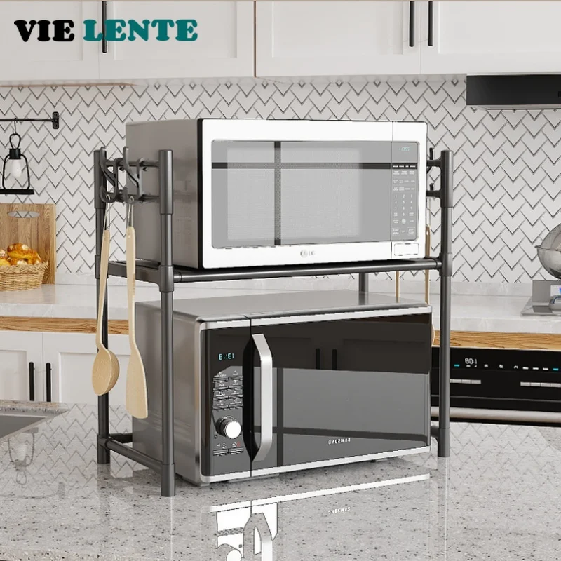 

Кухонная полка для хранения, многослойная полка для микроволновой печи, простая стоячая столешница, органайзер для приправ, полка, кухонные аксессуары