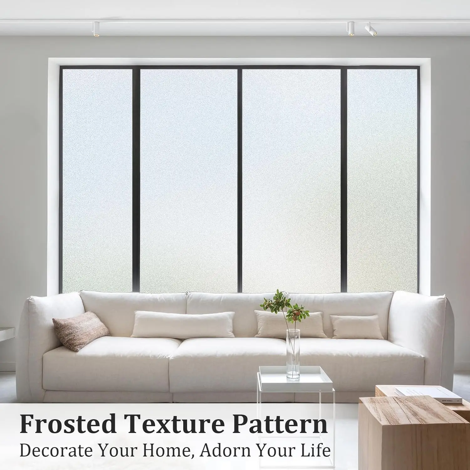 Window Film Frosted Glass Window Privacy Film No Glue Bathroom Window Privacy Film Static Cling Non-Adhesive Sun Blocking Heat