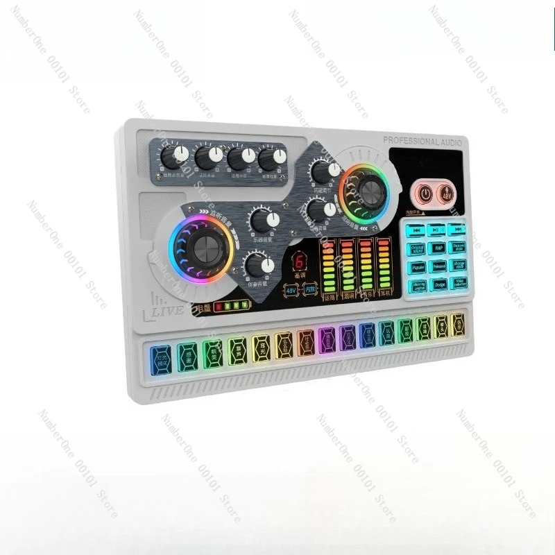 (Real 48V) English version X5 live broadcast sound card with brushed aluminum panel decoration