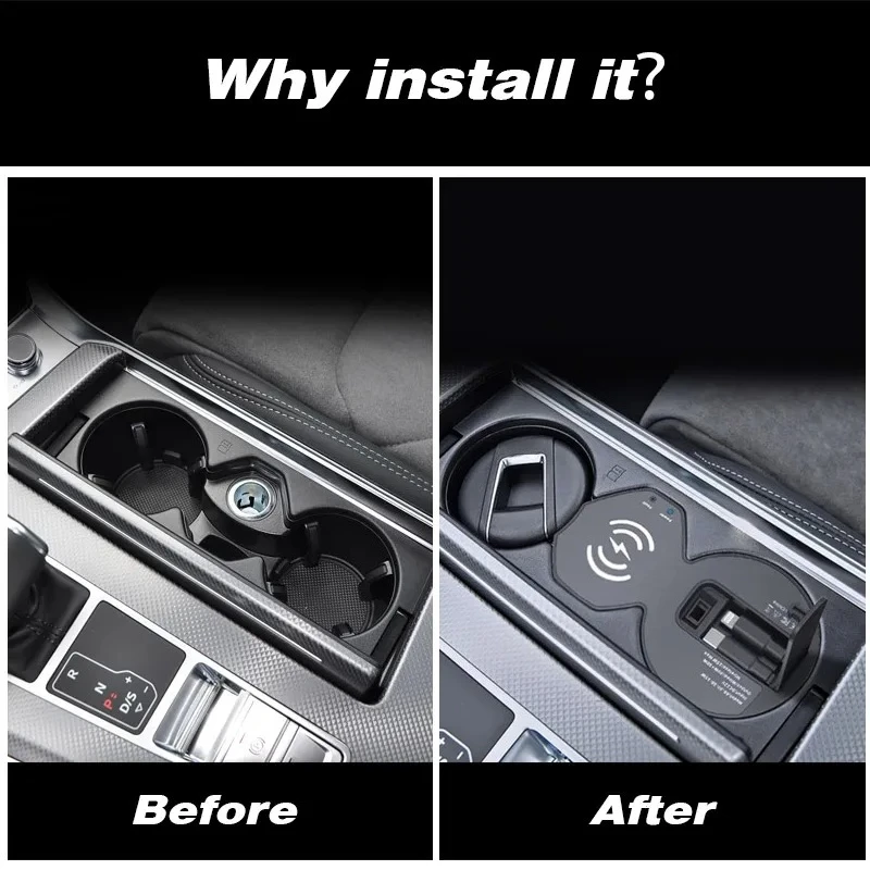 Car Wireless Charger For Audi A6 C8 A7 S6 S7 RS6 RS7 with Type-C Multi - Port Fast Mobile Phone Charging Adapter Car Accessorie