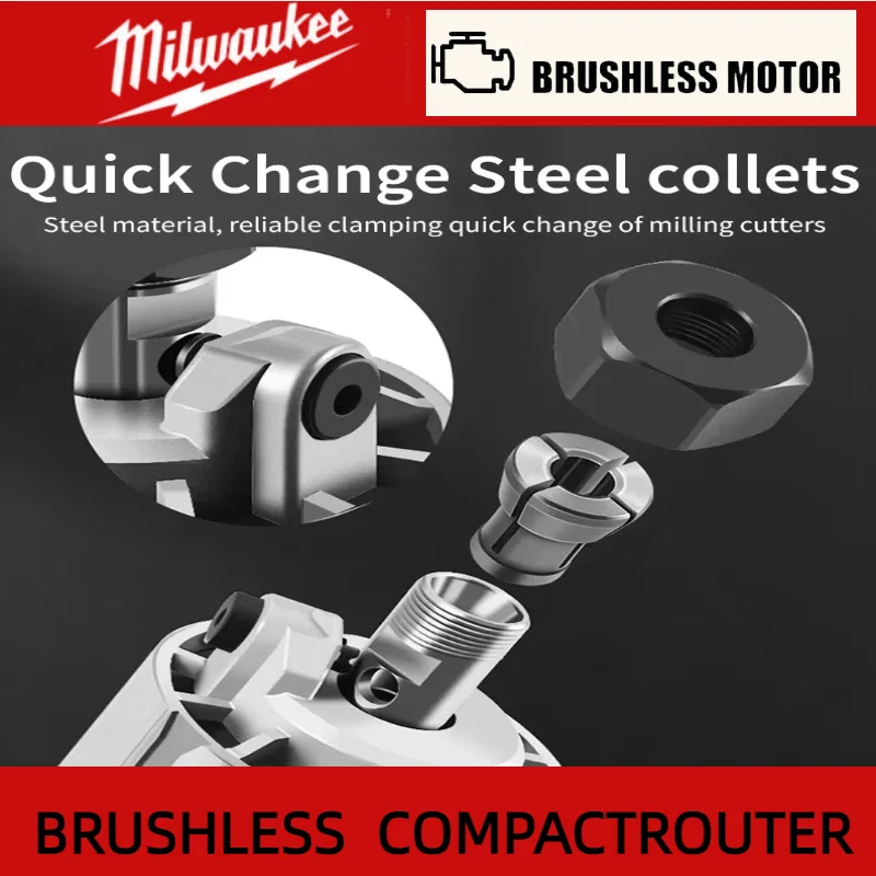 밀워키 브러시리스 전동 트리머 800W 30000RPM 무선 컴팩트 라우터 5단계 목공 트리밍 머신 18V 배터리용