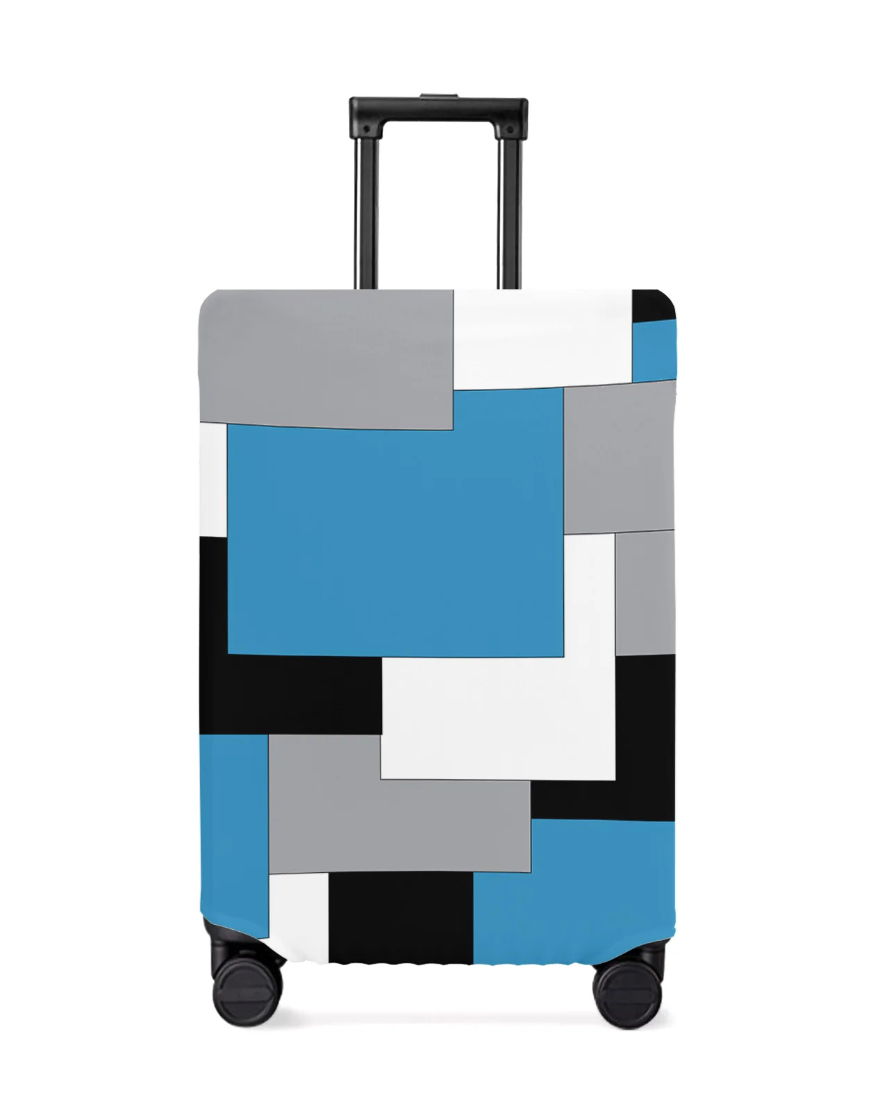 Blue Black Grey Patchwork Abstract Art Medieval Style Luggage Cover Elastic Baggage Cover Suitcase Case Travel Accessories