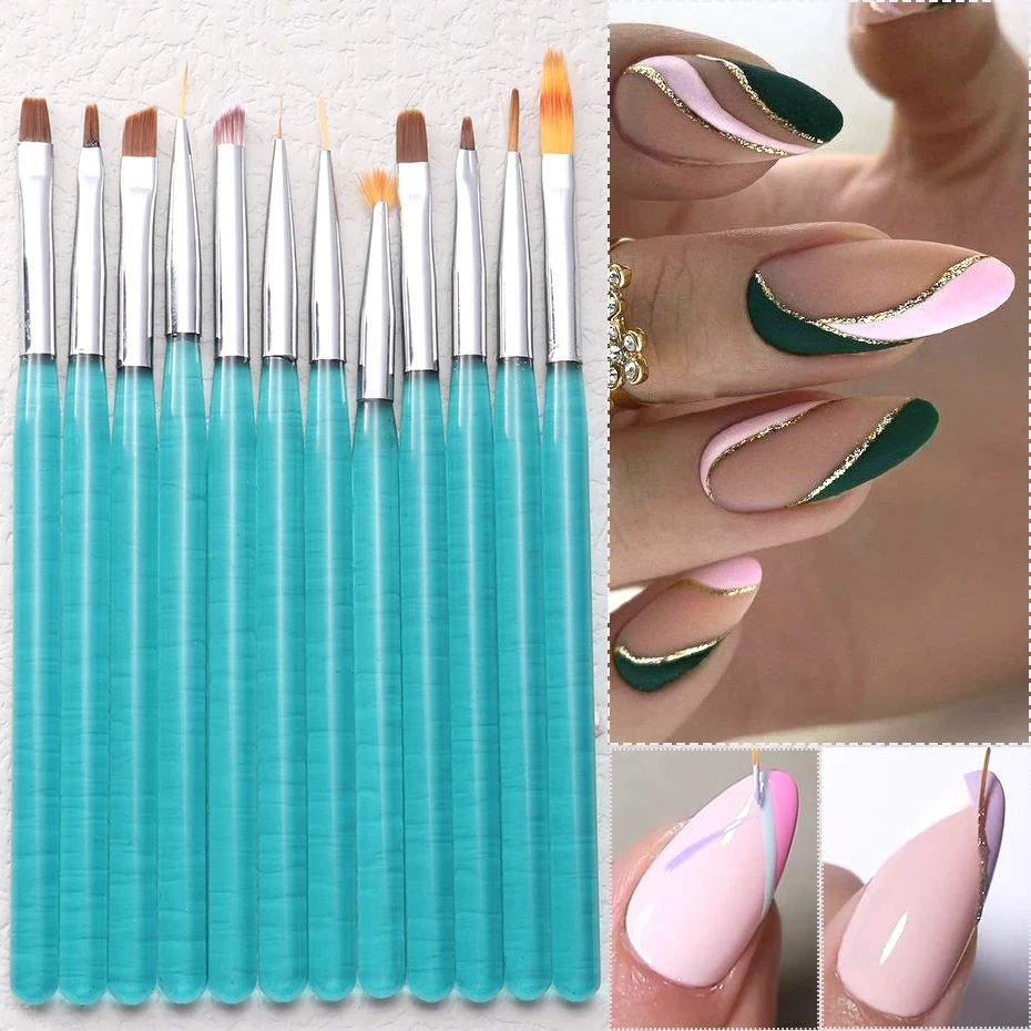 1pcs Nail Art Brush 3D Tips Line Stripes Blomming DIY Drawing Pen UV Gel Extension Builder Brushes Painting Pen Manicure Tools