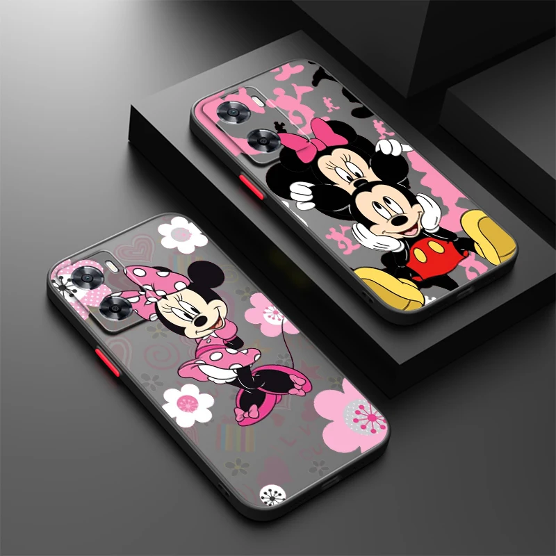 Disney Mickey Minnie Pink Frosted Translucent For OPPO X5 X3 A54S A5 A94 A16 A53S A57 A74 A72 A96 A98 A78 5G Cover Capa Fundas