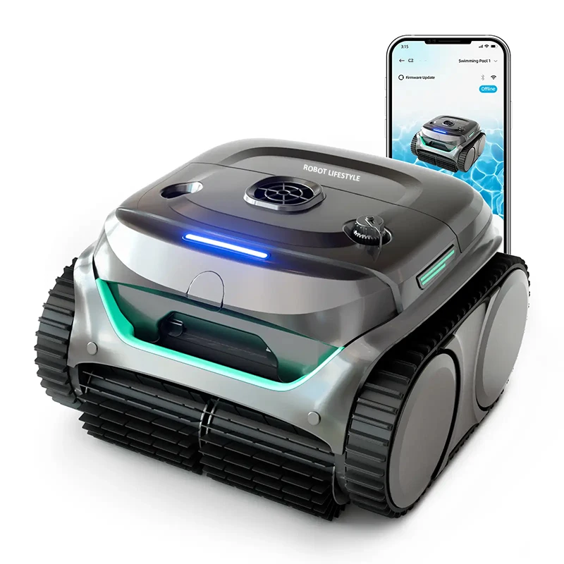 Robotic Swimming Pool Cleaner WYBOT C2 With App Control Wall Floor Waterline Max150㎡ Dual-layer Filtratie 180mins Running Time
