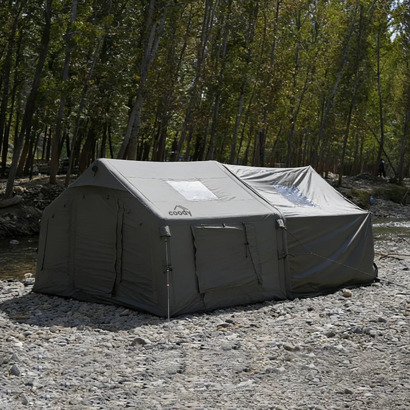 Coody 8.0+ Gray Framed Foyer Air Tent Giant Quick Opening Easy Setup Luxury Family Outdoor Glamping Inflatable Shelter