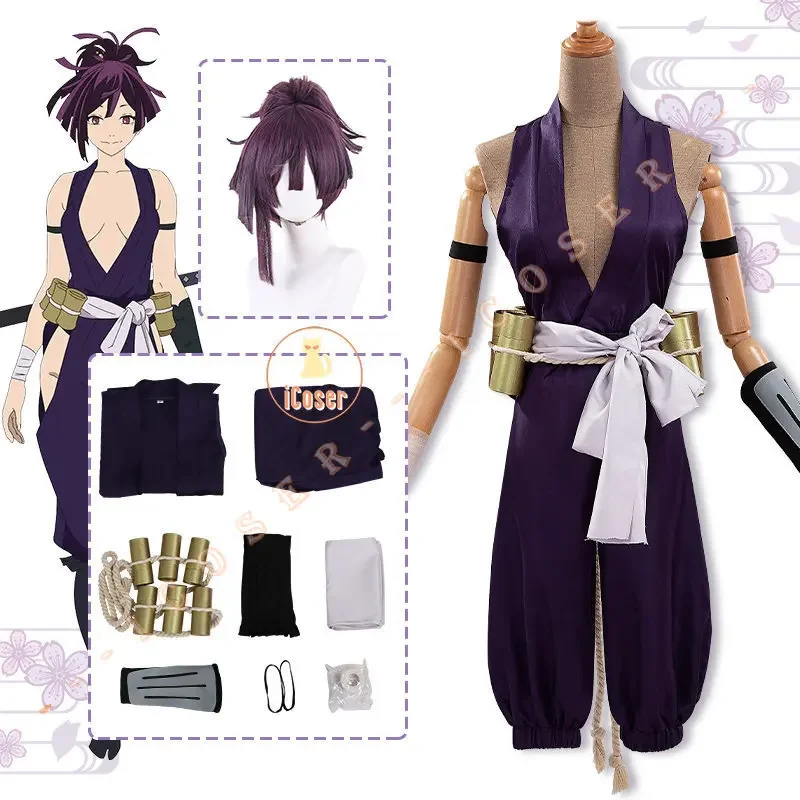 Yuzuriha Cosplay Costume Wig Anime Jigokuraku Kunoichi Outfit Hell's Paradise Sumire Purple Uniform Halloween Party Women Girls