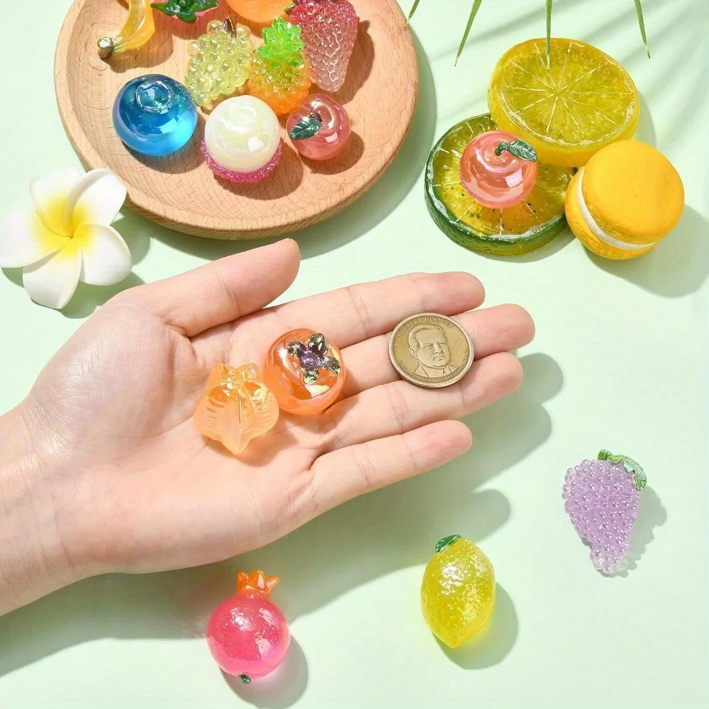 1/4/8pcs Multi-color Resin Fruit Series Non Porous Beads,DIY Jewelry Accessories, Thanksgiving, Christmas, Valentine's Day Gifts