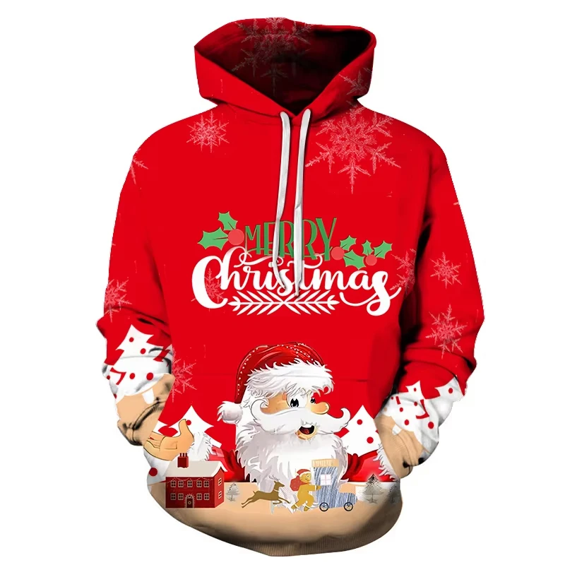 Hot Sell Christmas Men's Fashion Streetwear 3d Printed Christmas Sweatshirt Hoodie Men's Clothing Men's Autumn Oversized Hoodie