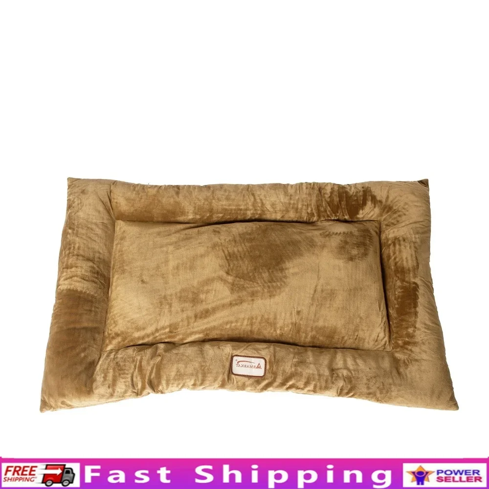 

Pet Bed Mat Dogs Cats Soft Velvet Comfortable Washable Extra Thick Poly Fill Medium Size 27x19 Inches Ideal Indoor Use