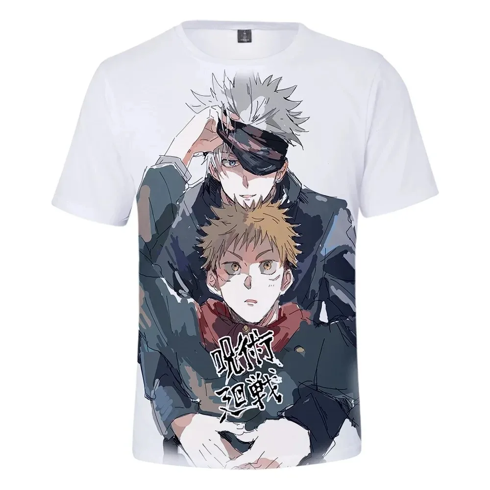 Ropa de verano para niños, camisetas de Anime japonés Jujutsu Kaisen Gojo para niños, camisetas informales Harajuku de gran tamaño para niños y adultos, ropa de calle deportiva