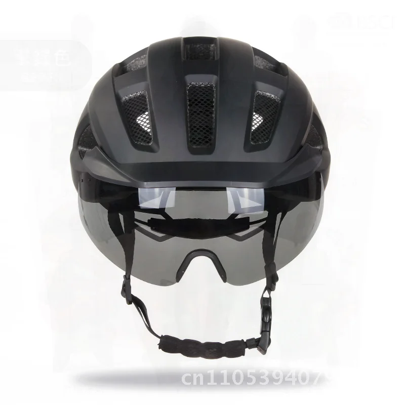 

Unisex Adult Cycling Helmet with Magnetic Suction Goggles And Rechargeable Tail Light Black/White/Royal Blue/Milk Tea Color M-L