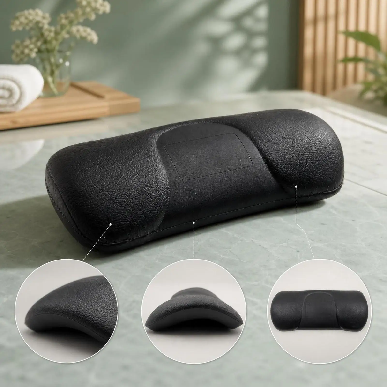 Bath Pillow Ergonomic PU Waterproof Tub Cushion Spa Neck Back Headrest Non Slip Support for Bathroom Relax