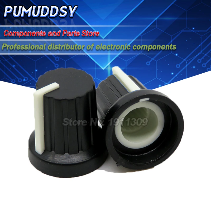 10PCS Hot Sale 6mm Shaft Hole Dia Plastic Threaded Knurled Potentiometer Knobs Caps wh148 AD2 KNOB CAP