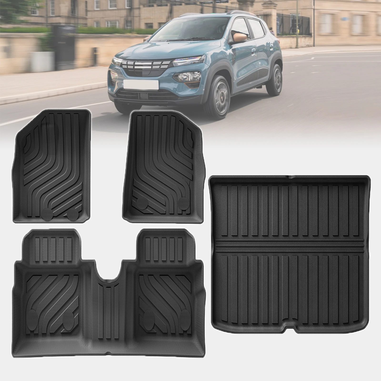 

for Dacia Spring EV 2021-2023 Renault City K-ZE Renault Kwid E-Tech Electric Dustproof Non-Slip TPE Car Floor Mats Accessories