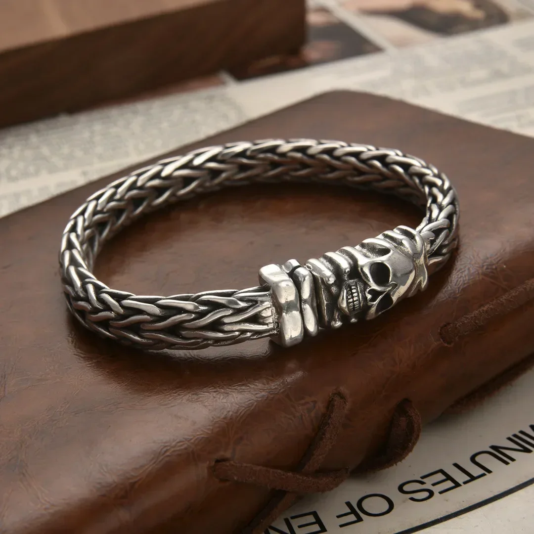 New Domineering Skull Hand-woven Design Bracelet Men's Retro Old Ins Fashion Female Temperament Versatile Accessories