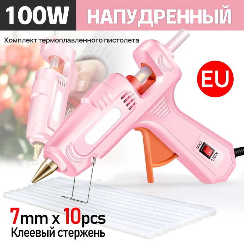 80W Hot Melt Glue Gun With 7MM Transparent Glue Stick Mini Gun Home Electric Heat Temperature Gun Repair Tool Special Stick Set