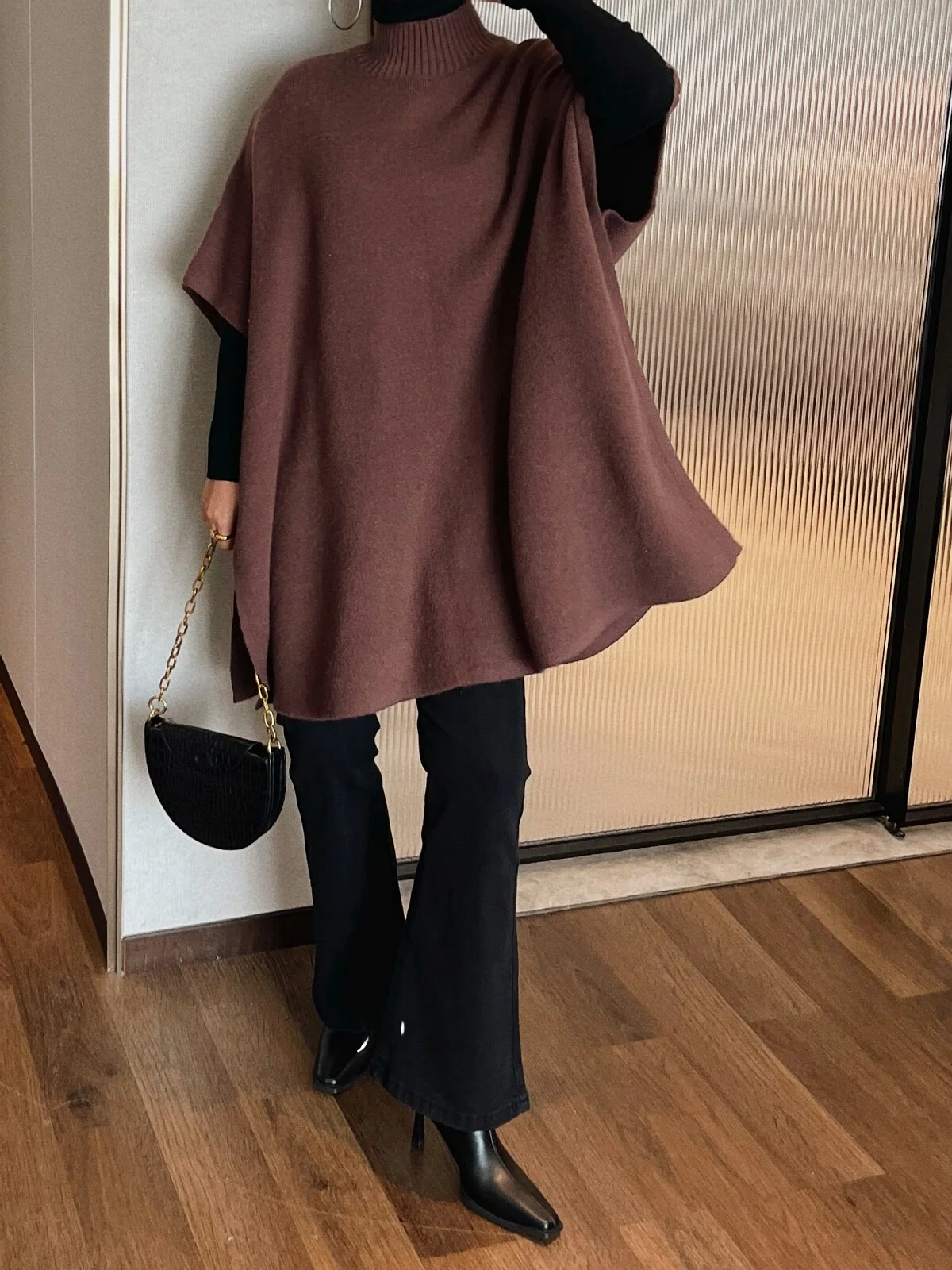 

Women's Loose Knitted Sweater Cowl Ne Pure Color Autumn Winter New Sle Casual Faionable Pullover Long Sve Top