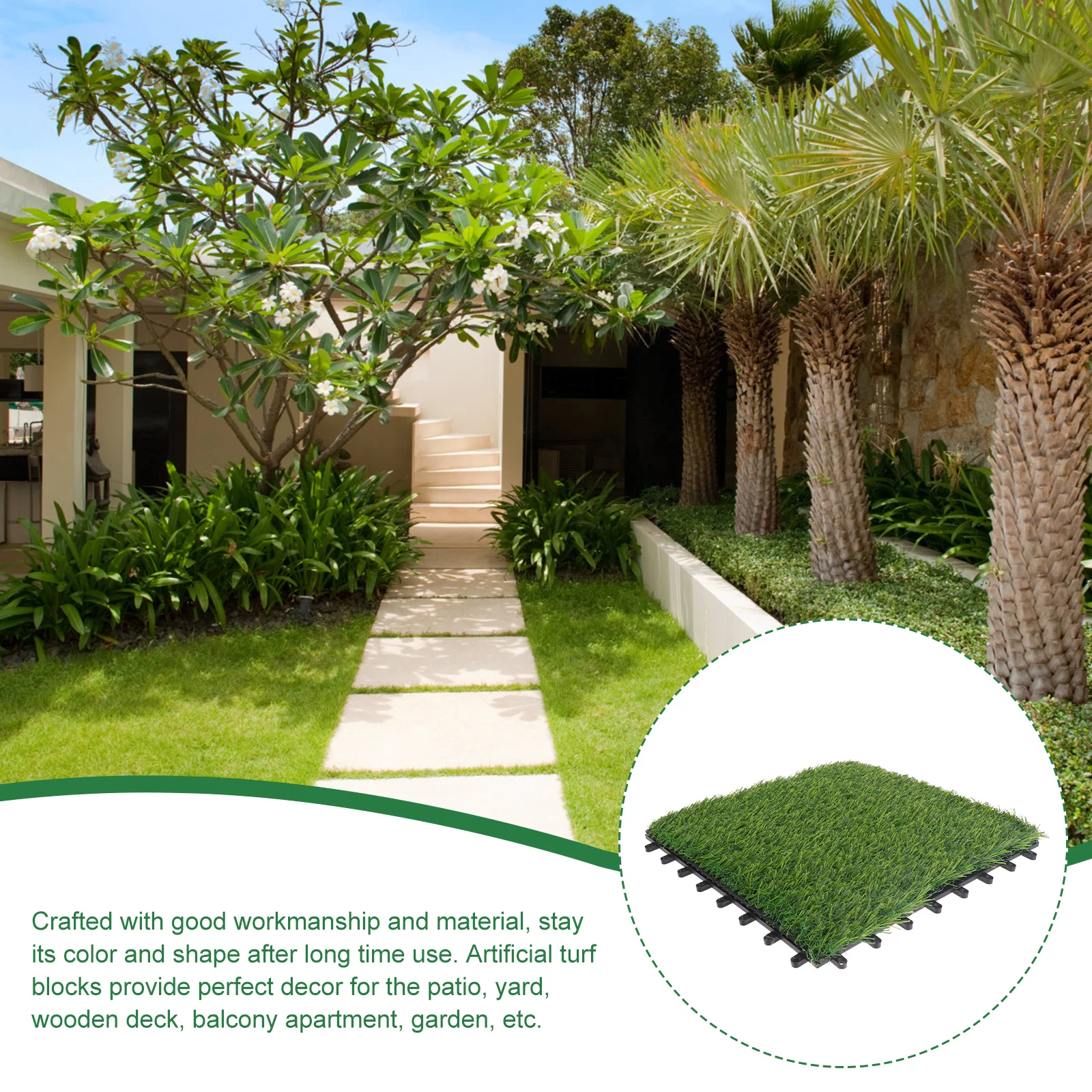 

Artificial Grass Tiles Lawn Turf Patio Balcony Decor Durable Heat Resistant Plastic Grass Floor Outdoor Carpet