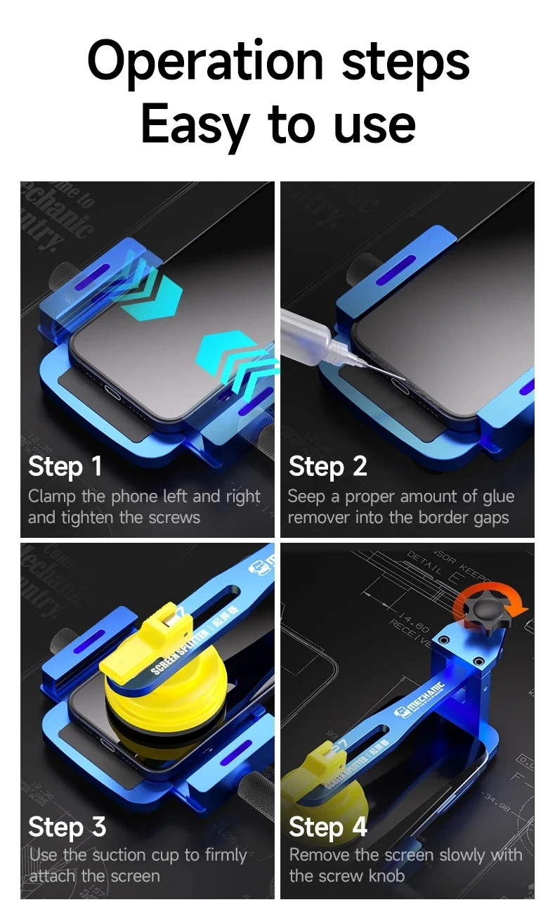 

MECHANIC CP7 Mobile Phone LCD Screen Pry Opening Fixture No Heating Adjusted Freely Strong Sucktion Display Removal Repair Tool