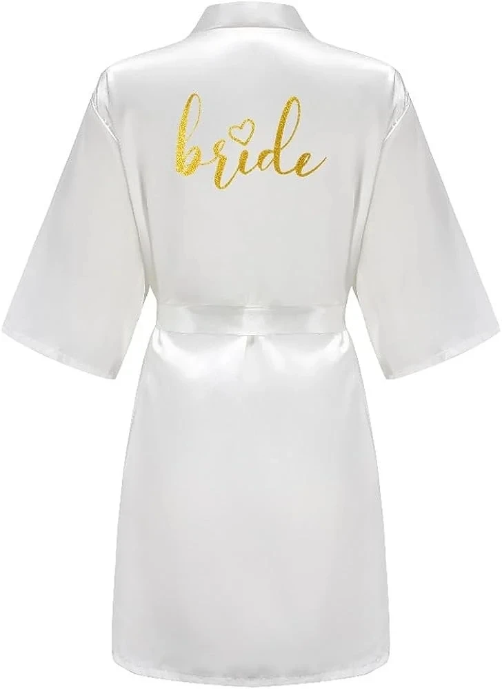 Peignoir Kimono en Satin avec Lettres Dorées, Pyjama de Demoiselle d\'Honneur, pour ixde Mariage, éventuelles 093