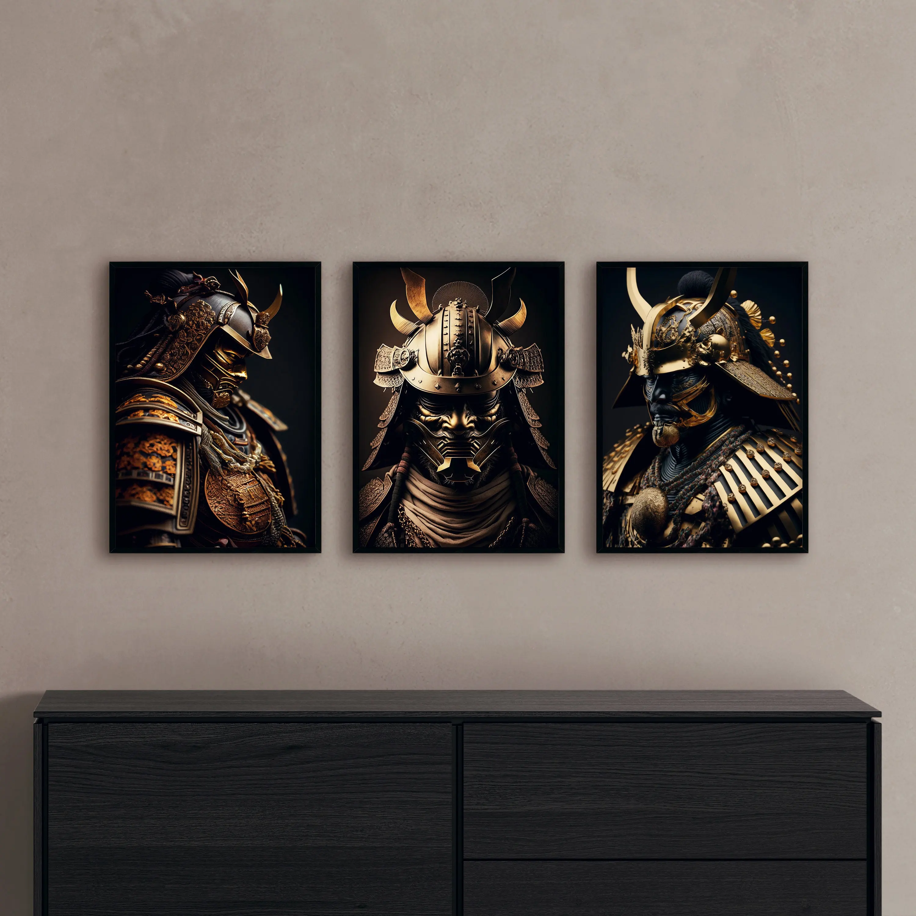 Japanese Bushido Golden Samurai Vintage Poster Canvas Painting Wall Decoration Print Suitable for Living Room Home Decoration