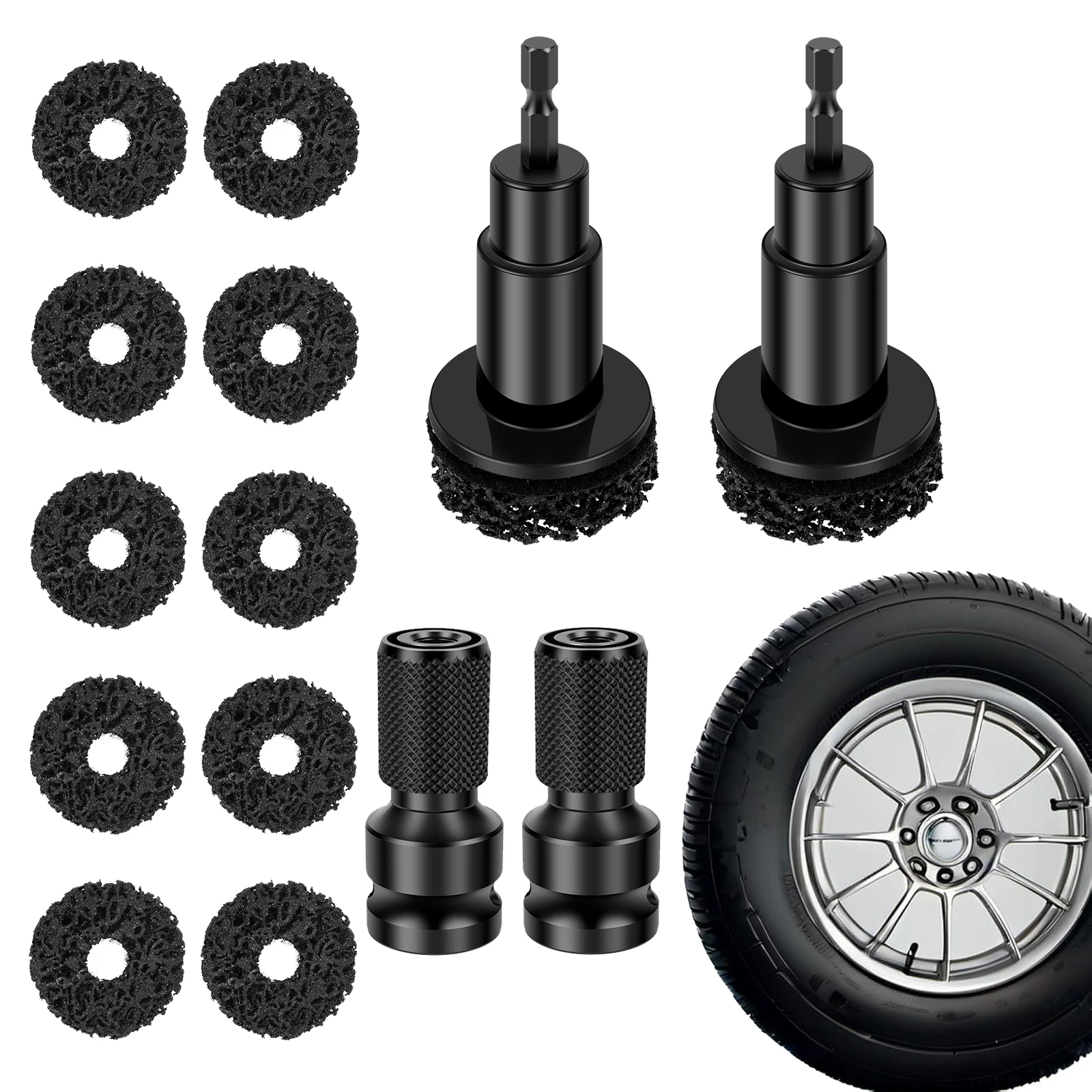 2 مجموعة سيارة محور عجلات تجديد عدة الفرامل محور تنظيف أداة سيارة مزيل صدأ الأنظف يناسب 1/2 "الشدات أو الحفر الكهربائية #1