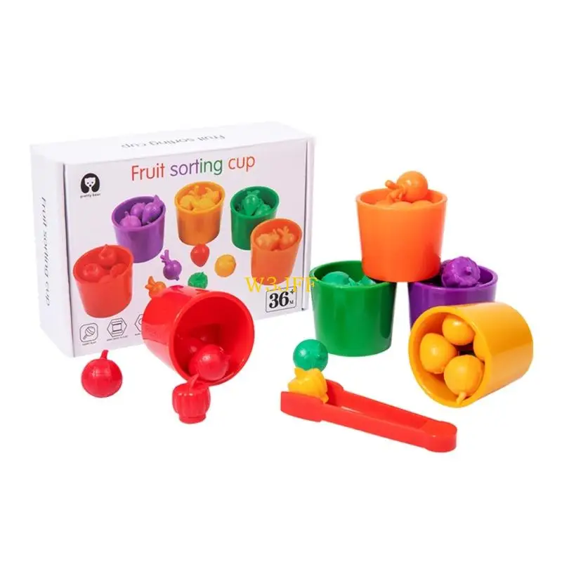 W3JF Fruit Vegetable Recognition Matching Jouet pour enfants Pratique coordination des yeux à main Compte Counting Tup Toy