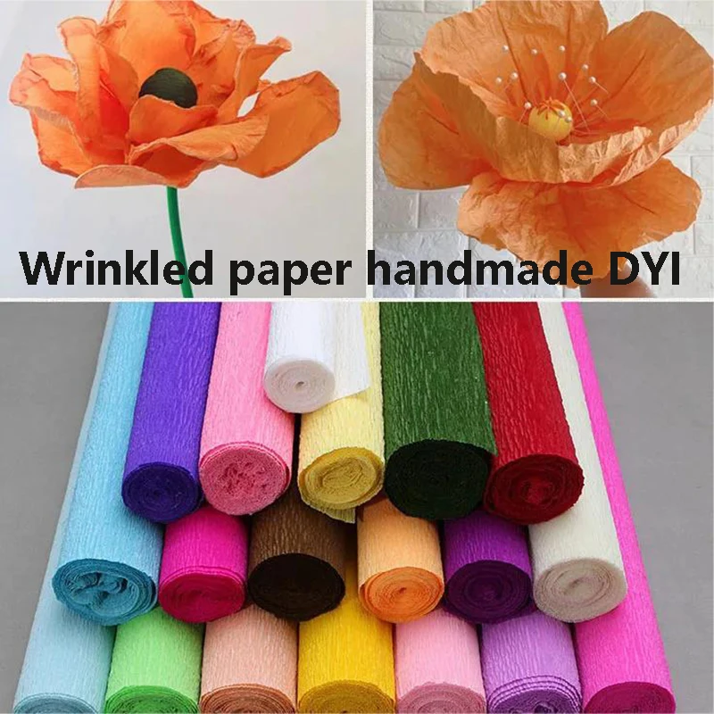 50X250cm Colorful Crepe Paper DIY Handmade Materials Paper Flowers Roses Wedding Decor Christmas Party Stage Window Layout