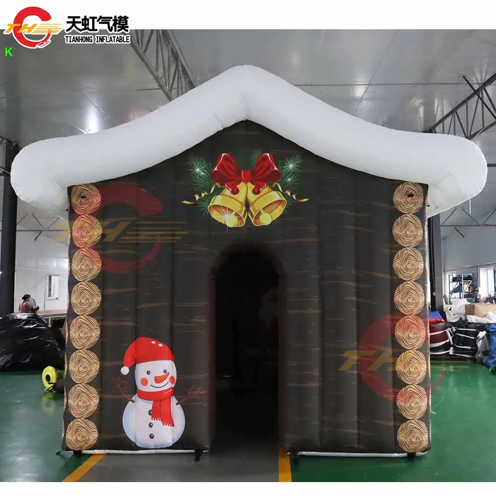 شحن سريع 5x3.5mH نفخ سانتا عيد الميلاد جروتو لعيد الميلاد خارج المجتمع الحدث مركز التسوق الديكور