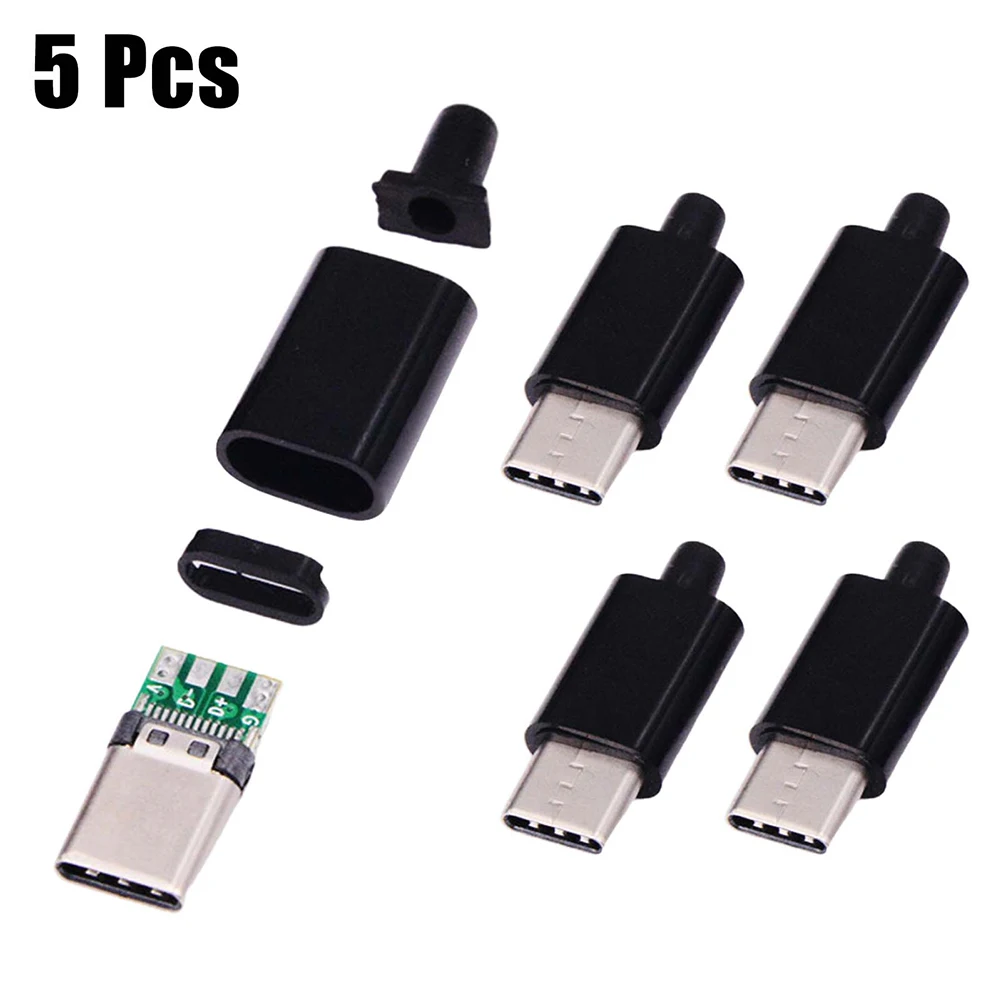 C Male Connector Interface Plug 5PCS Both Ways Solder Type Electrical Testing Equipment For Type C Power + Data