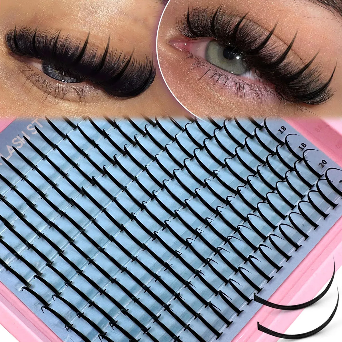 UMIRYAO 100pcs Cluster Lash Set, 14-20MM Lengthening Anime Cosmetic False Eyelashes, DD/D-Curl DIY Dramatic Volume Eyelash Extensions Pack