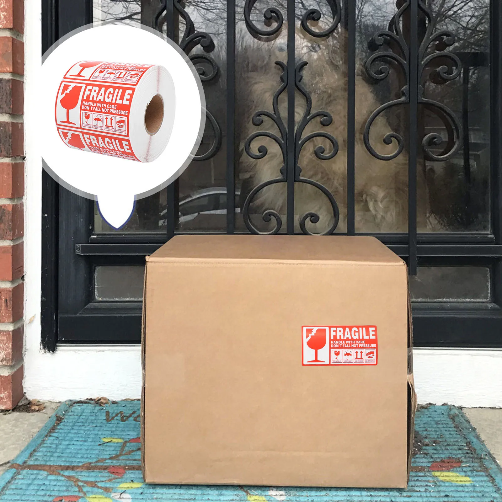 

Packing Warning Sticker Handle with Care Fragile Adhesive Label Easy Carry Store for Various Packaging Fragile Sticker