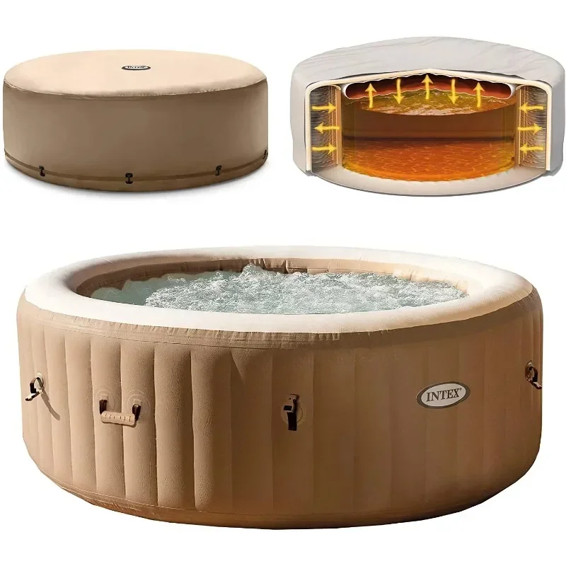 28426 4-Person PureSpa Portable Bubble Massage Spa Hot Tub Set with Deluxe Energy Efficient Cover