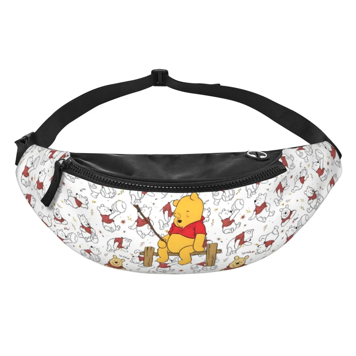 

Custom W-Winnie Anime The Pooh Fanny Pack Women Men Fashion Crossbody Waist Bag for Hiking Phone Money Pouch