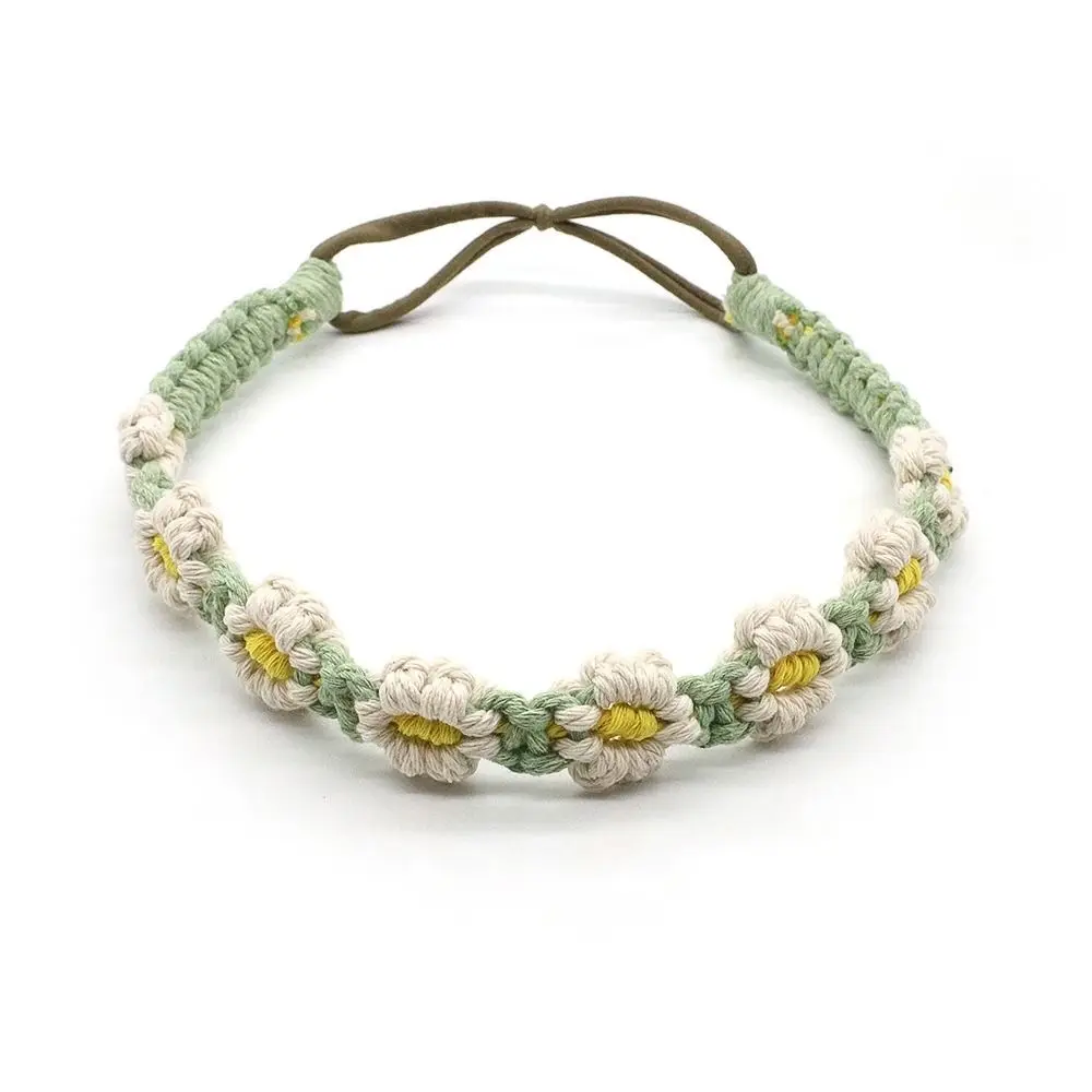 

Rope Flower Ethnic Style Elastic Hair Band Small Daisy Crochet Bandana Macrame Hair Band Women Hair Scarf Bohemian Headband