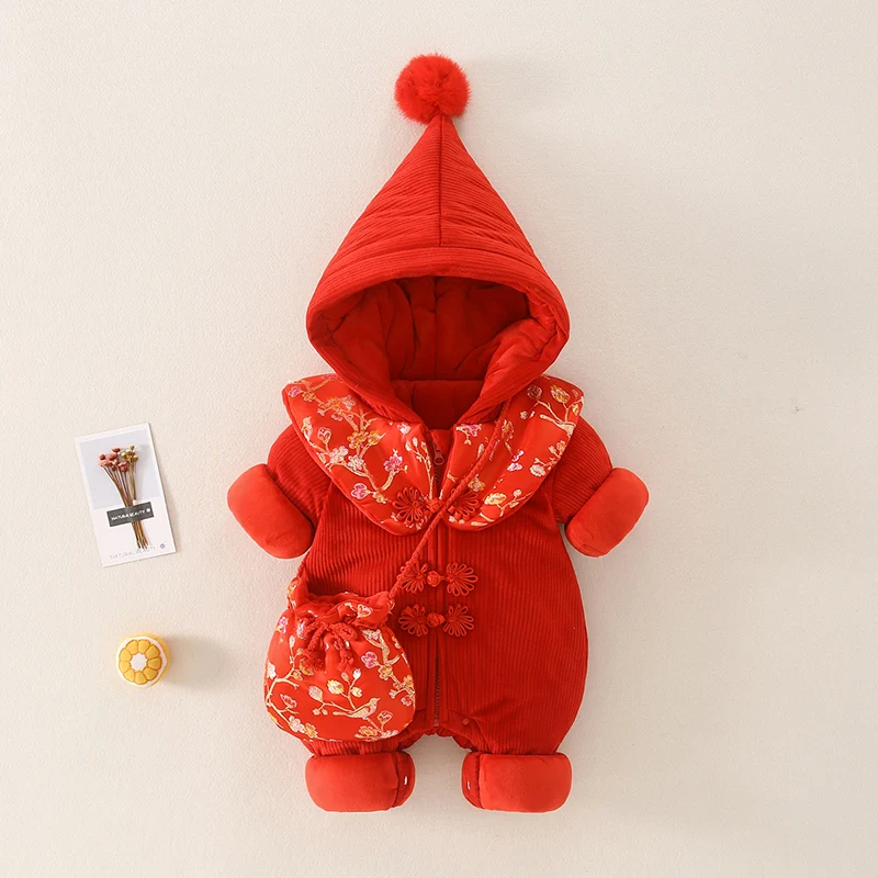 

Комбинезон из хлопка для новорожденных мальчиков и девочек, новогодняя одежда, наряд на год Кролика, детский комбинезон