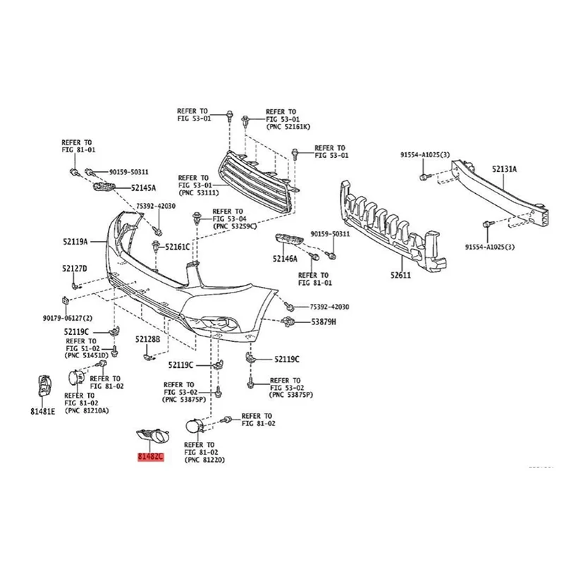 ممتاز-1 زوج المصد الأمامي للسيارة مغلق أضواء الضباب مصابيح غطاء الكسوة لتويوتا هايلاندر 2009-2013 81482-0E050 81481-0E040