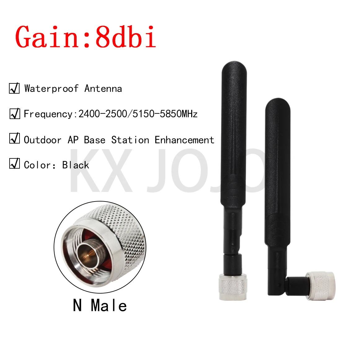 N Male Antenna Dual Band Omni-Directional 433/470/900Mhz 2.4G 3G LTE 4G 5G High Gain Waterproof Indoor Outdoor Fishtail Antenna