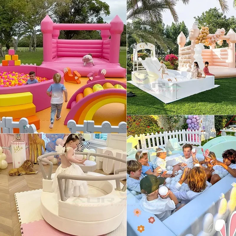 Pink Popular Commercial Soft Play Area Gym Indoor Playground Toddler Funny  Soft Play Climber Equipment Sets With Fence for Kids