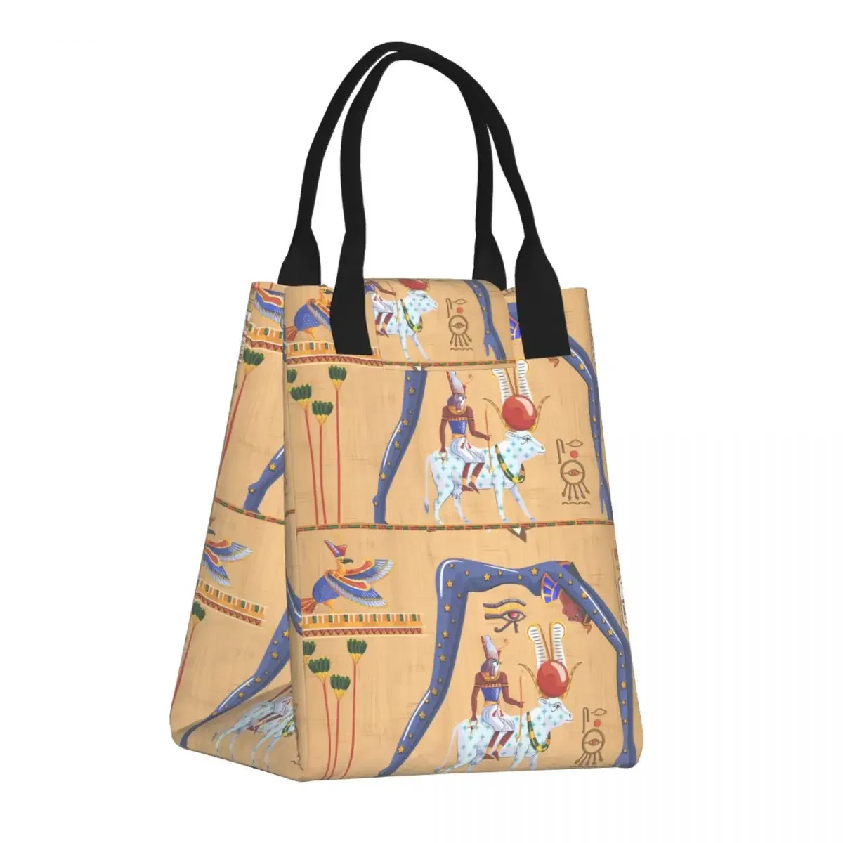 Cartoon Ancient Egypt Papyrus Scroll Lunch Bag Food Pouch Storage Organizer Outdoor Travel Picnic Paper Bag Thermal Bag