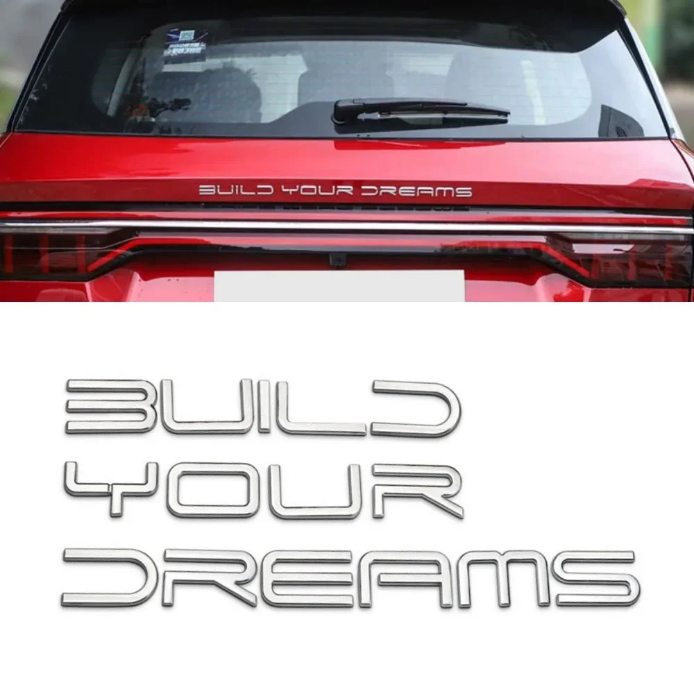 3D Metal Build Your Dreams Letter Emblem Car Trunk Nameplate Decal Sticker For BYD Seal Atto 3 4 Han Song Yuan Qin Tang T3 F3