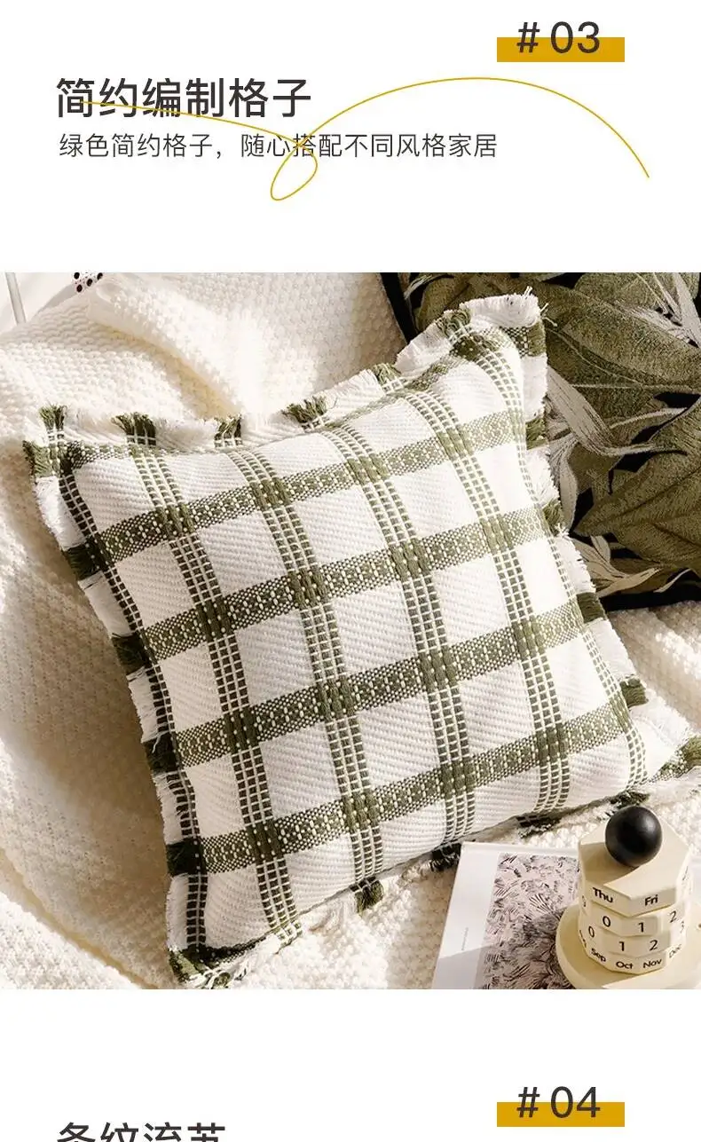 Nordische bestickte Boho-Chenille-Kissenbezüge mit Blumenmuster, Frühlingsblättern und Pflanzenmotiven, dekorative Kissenhüllen für Sofa, Bett und Heimdekoration – Detail 6