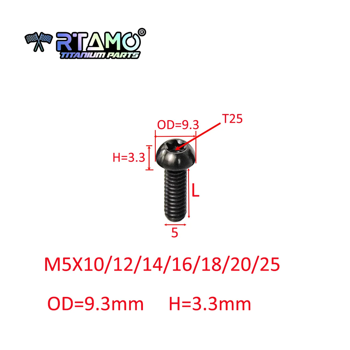 RTAMO Gr5 Titanschrauben M5x10/12/14/16/18/20/25 Motorrad-Modifikation Bremsscheibenschrauben Fahrradteile (1 Stück) – Detail 1