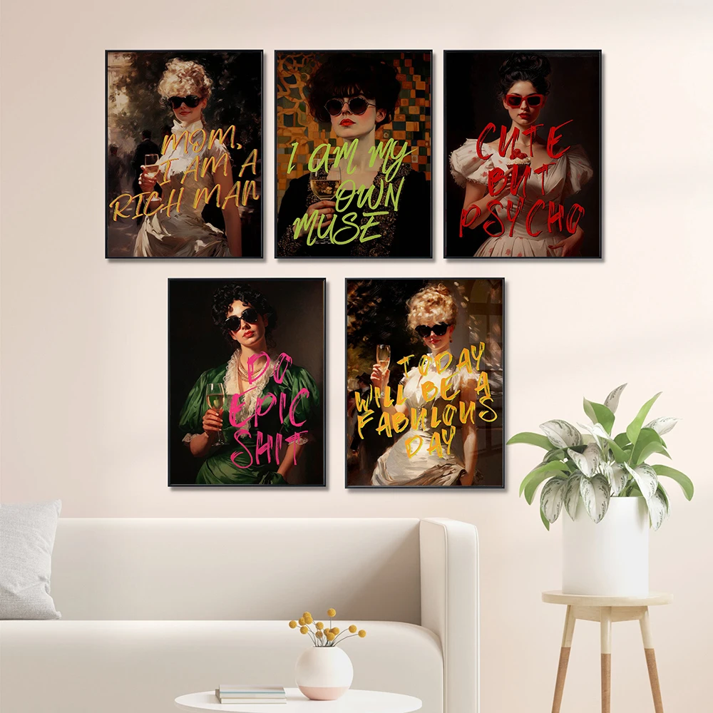 Trendy Inspirational Quote Eclectic Wall Art Pictures Vintage Decor Bar Cart Print Nouveau Funny Maximalist Home Decor Poster
