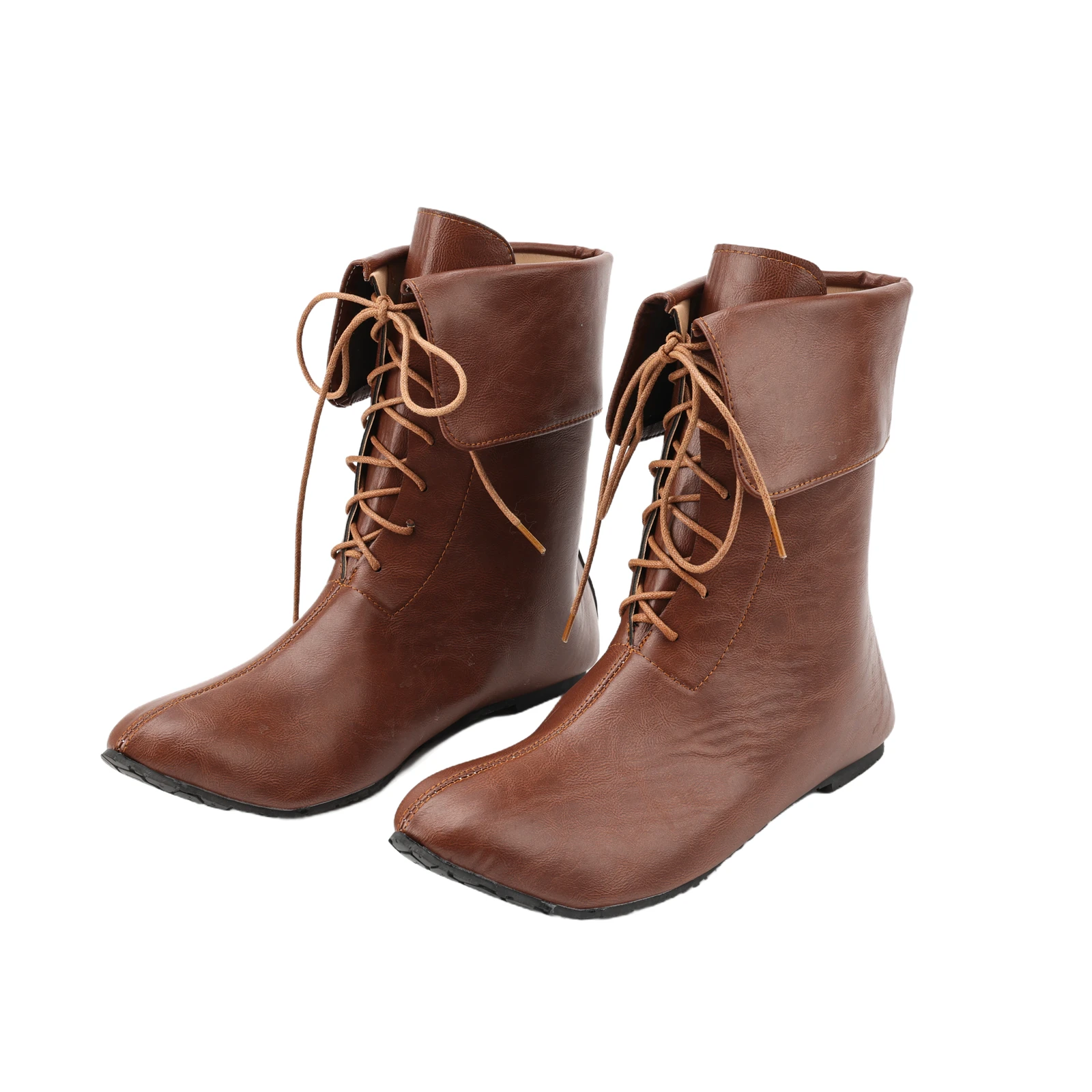 

Mens Renaissance Medieval Cosplay Boots Mid Boots Pirate Viking Tied Shoes