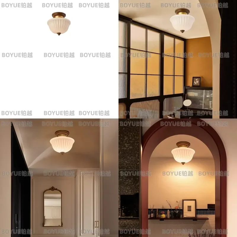 for French Retro Medieval Entrance Ceiling Light for Balcony American Corridor Aisle Cloakroom Eye Protection Ceiling Lamp